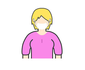 Masked white woman in pink clothes