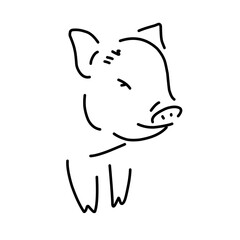 pig line vector illustration, isolated on white background