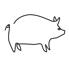 pig line vector illustration, isolated on white background