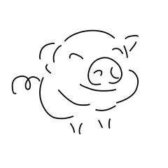 pig line vector illustration, isolated on white background