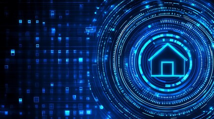 Obraz premium Digital home security system with glowing interface.