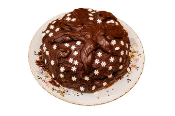 Delicious homemade chocolate cake with sugar beads