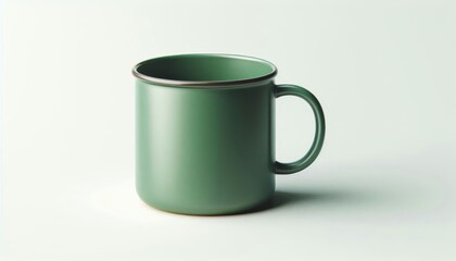 Fototapeta premium Green Mug Mockup - Cup for Branding and Logo Placement - Product Design for Identity - White Drink Cup in Studio Environment - Background for Promotional Material - Mock-up for Presentation
