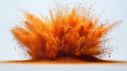 Explosive orange dust erupting in a powerful burst.
