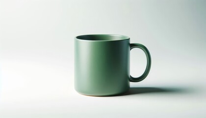 Obraz premium Green Mug Mockup - Cup for Branding and Logo Placement - Product Design for Identity - White Drink Cup in Studio Environment - Background for Promotional Material - Mock-up for Presentation
