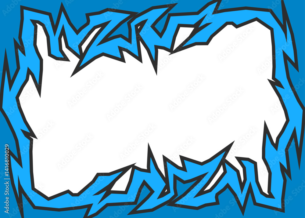 Poster simple framed background with jagged spikes line pattern and with some copy space area