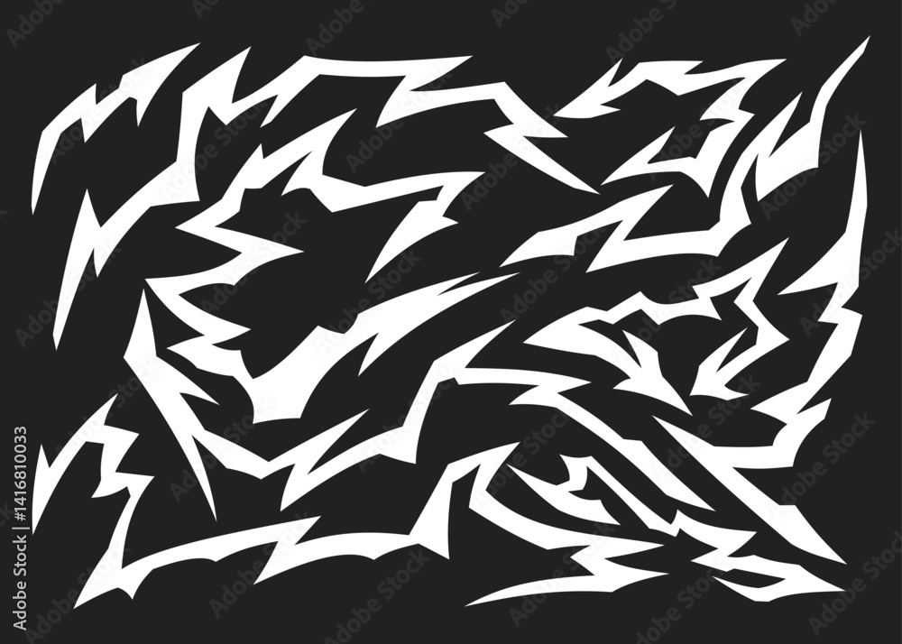 Aufkleber Simple background with lightning effect pattern set. Various lightning pattern set