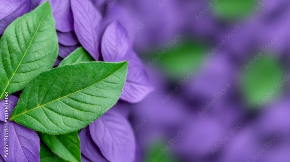 Aufkleber close up of purple leaves with green stems. the leaves are arranged in a way that they are overlappi