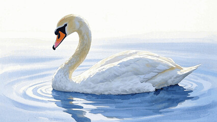 Silent glide swan isolated watercolor vector illustration svg 