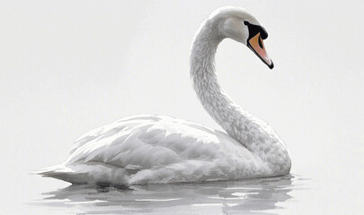 Elegant ripple swan isolated watercolor vector illustration svg 