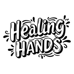 Bold, stylized graphic design of "Healing Hands" suitable for positive, uplifting stock photos for marketing, social media, or motivational posters.