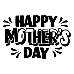 Bold, stylized typography greeting card featuring "Happy Mother's Day".  Perfect for Mother's Day advertising, social media graphics, or editorial use.