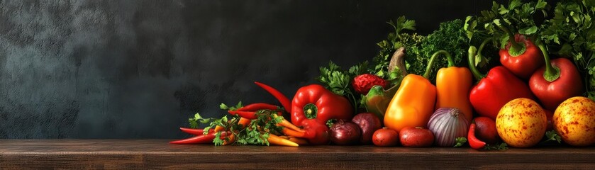 Spicy food art concept flat design side view hot  bold theme 3D render Triadic Color Scheme