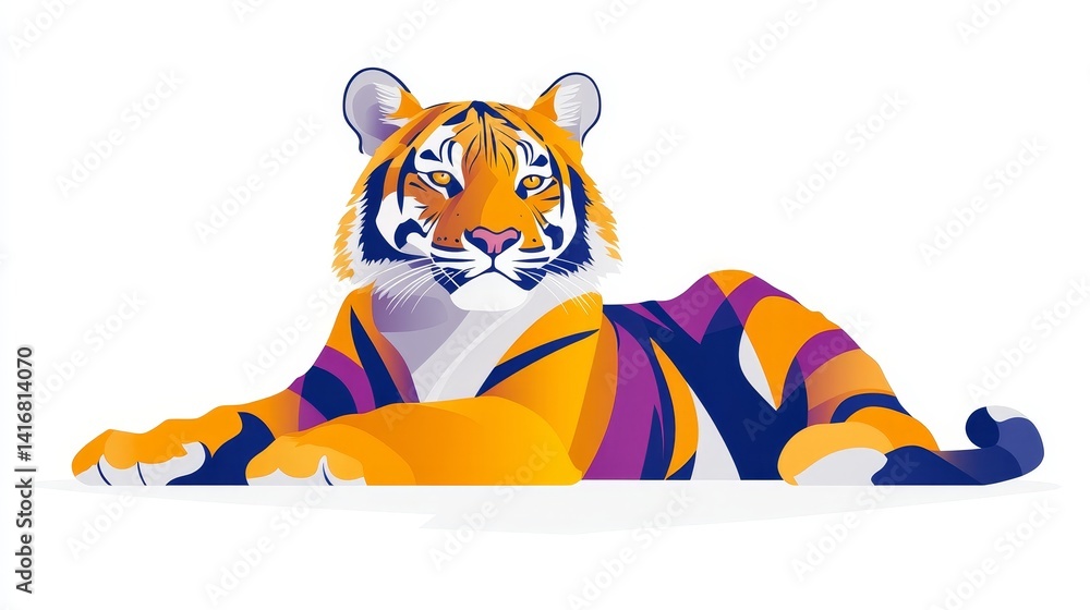 Poster abstract geometric tiger art with pixelated design and digital rendering creates a vibrant and moder