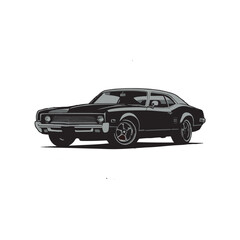 Fototapeta premium cool classic car illustration design