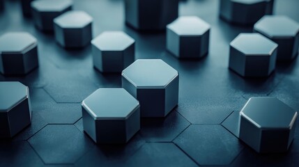 Obraz premium Abstract geometric pattern of dark gray hexagons.