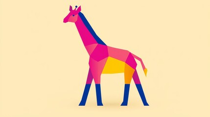Obraz premium Abstract pixelated giraffe graphic illustration in vibrant colors a playful design with geometric patterns ideal for children's decor and animal themed concepts