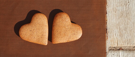 Heart Cookies Rustic Closeup Brown Warm Light Photography