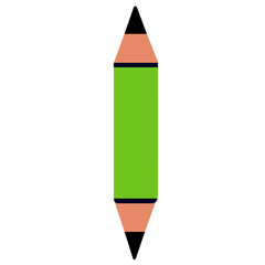 Flat style double-ended green pencil illustration. Great for educational materials, creative tools, design projects, school themes, and digital art resources with a clean modern look.