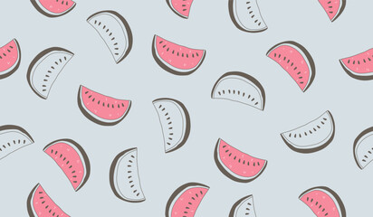 Cute watermelon fruits pattern background vector design