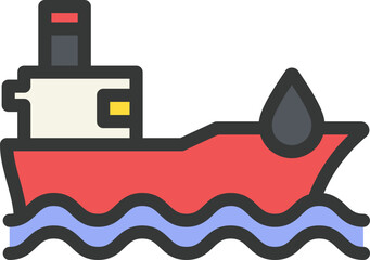 Oil Ship Filled Line Icon