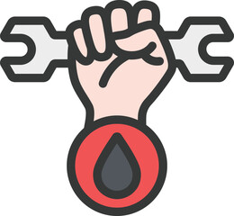 Gas Worker Filled Line Icon