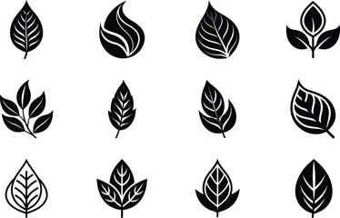 set of leaf silhouettes