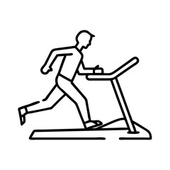 Fototapeta premium Man running on a treadmill in a minimalist style 