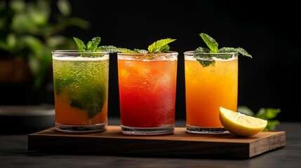 Fototapeta premium Experimenting with spicy chili water, garlic-infused water, and lemon-mint water for Pani Puri,