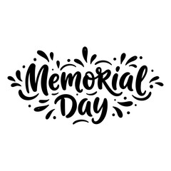 Stylish, hand-drawn Memorial Day text graphic, perfect for patriotic themed advertising, social media posts, or editorial design.