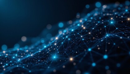 Obraz premium Abstract background with molecular tech, polygonal shapes, connecting dots and lines, big data visualization, futuristic design