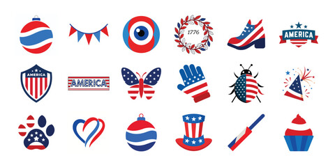 american,independence,day,graphic,elements,set,4th,july,vector,collection,patriotic,flag,stars,stripes,red,white,blue,celebration,holiday,freedom,usa,nation,design,illustration,icon,symbol,art,digital