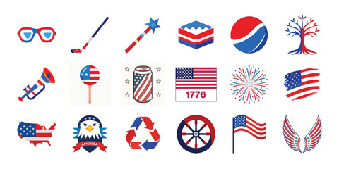 american,independence,day,graphic,elements,set,4th,july,vector,collection,patriotic,flag,stars,stripes,red,white,blue,celebration,holiday,freedom,usa,nation,design,illustration,icon,symbol,art,digital