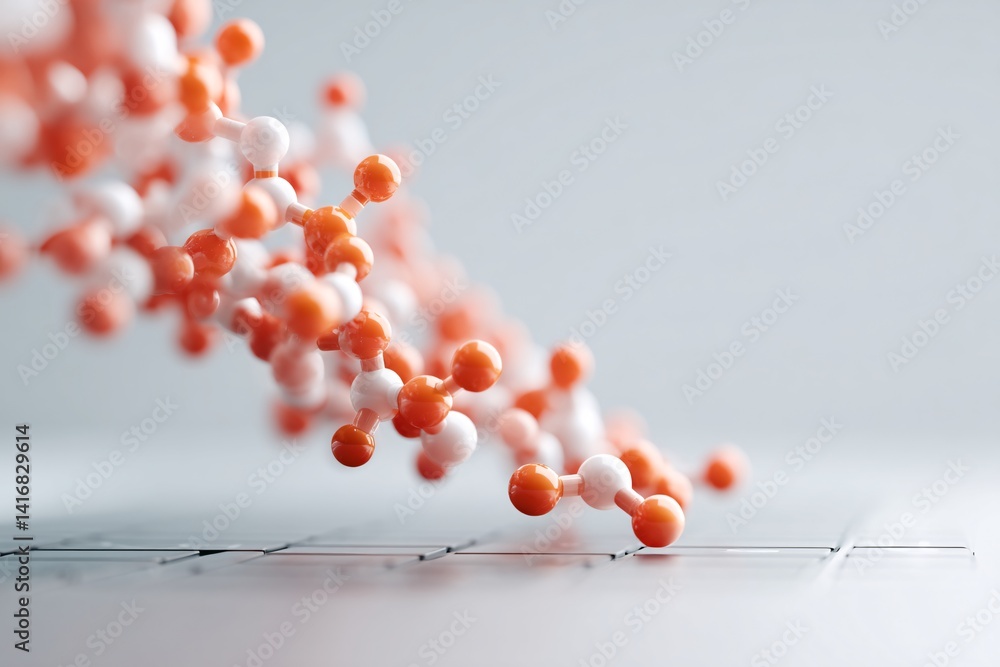 Poster digital visualization of a breakthrough medications molecular structure on a laptop in a lab, copy s