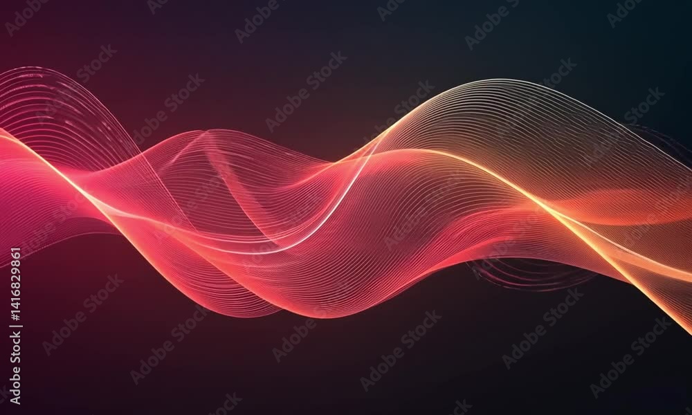 Poster dynamic loop of colorful fluid streaks moving smoothly from left to right with warm and cool hues tr