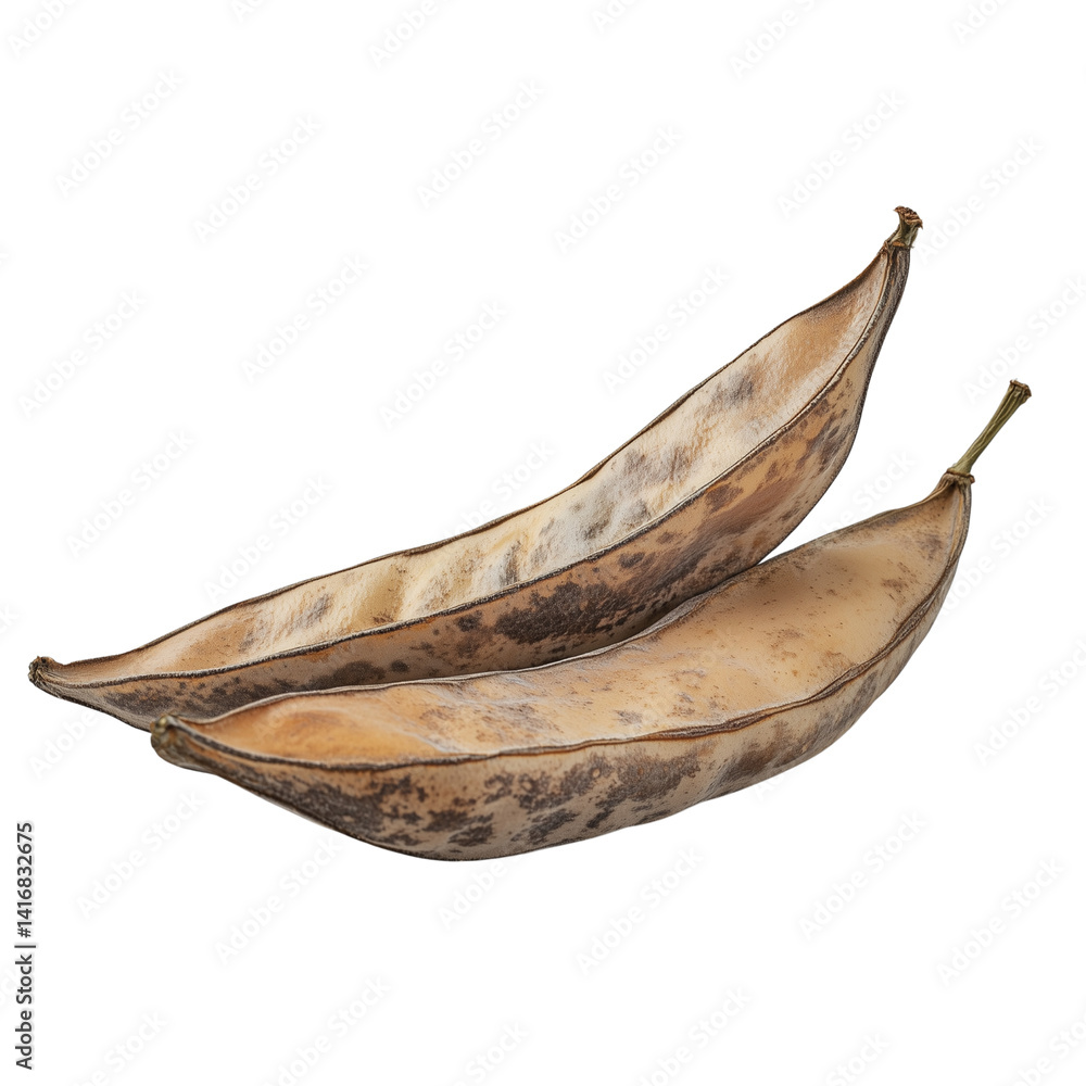 Poster two textured, dried seed pods with a natural, organic appearance highlighting their unique shapes an