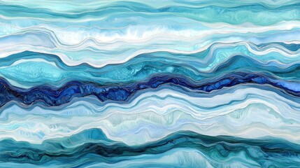 Obraz premium Abstract layered ocean waves of blues and whites.