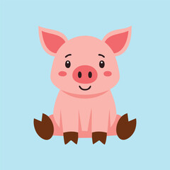 Pig cartoon vector illustration