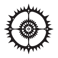 Mechanical Silhouette Gear Wheel Design Decorative Vector Art Illustration