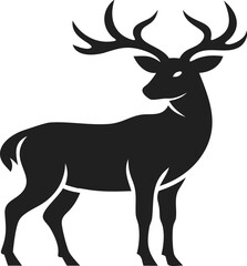 Wildlife Silhouette Duo: Majestic Deer and Fierce Crocodile Icons