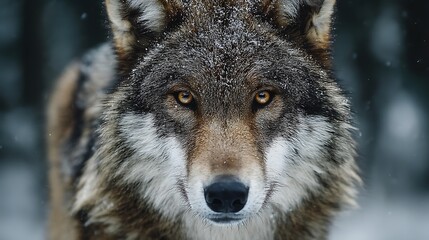 Fototapeta premium Close-up of a wolf in a snowy forest