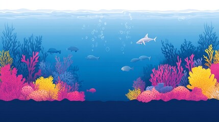 Vibrant coral reef ecosystem teeming with marine life underwater world displaying a colorful and tranquil oceanic environment art illustration