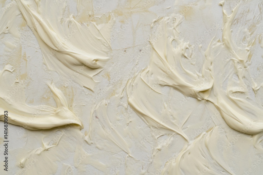 Poster Swirls of pale cream texture across a light background, creating an abstract design with smooth, flowing strokes and subtle shadows.