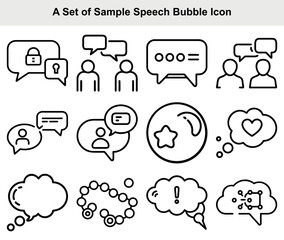 Line Art of Chat Bubble Icons, Outline Speech Symbols on a White Background
