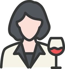 Female Wine Filled Line Icon