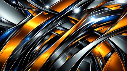 Dynamic interplay of metallic ribbons in vibrant hues.