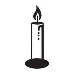 Simple Candle Vector Illustration Silhouette for Memorial and Romantic Designs