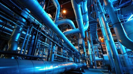Complex Industrial Piping System with Intricate Network of Tubes
