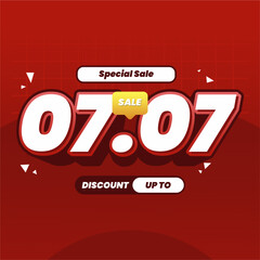 07.07 Special Offer Poster Template for Ecommerce Campaign on Red Background