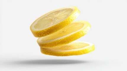 Three lemon slices levitate in the air.